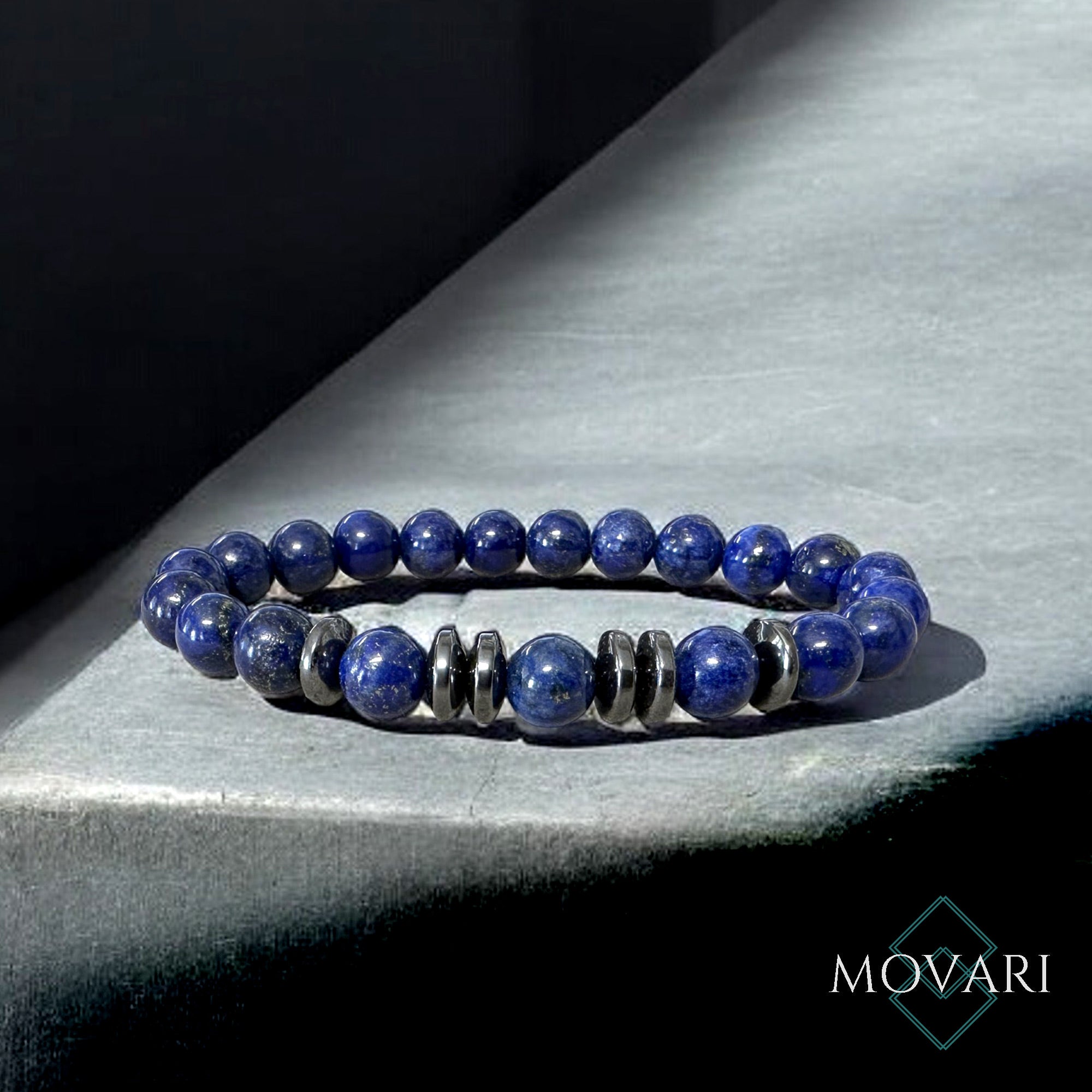 8mm Lapis Lazuli Mens Bead Stretch Bracelet Indigo Blue
