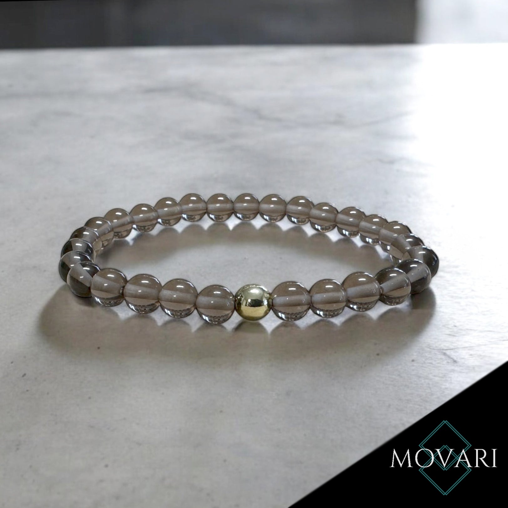 AAAA Smoky Quartz Hematite Men's Beaded Stretch Bracelet Stress Relief 6mm