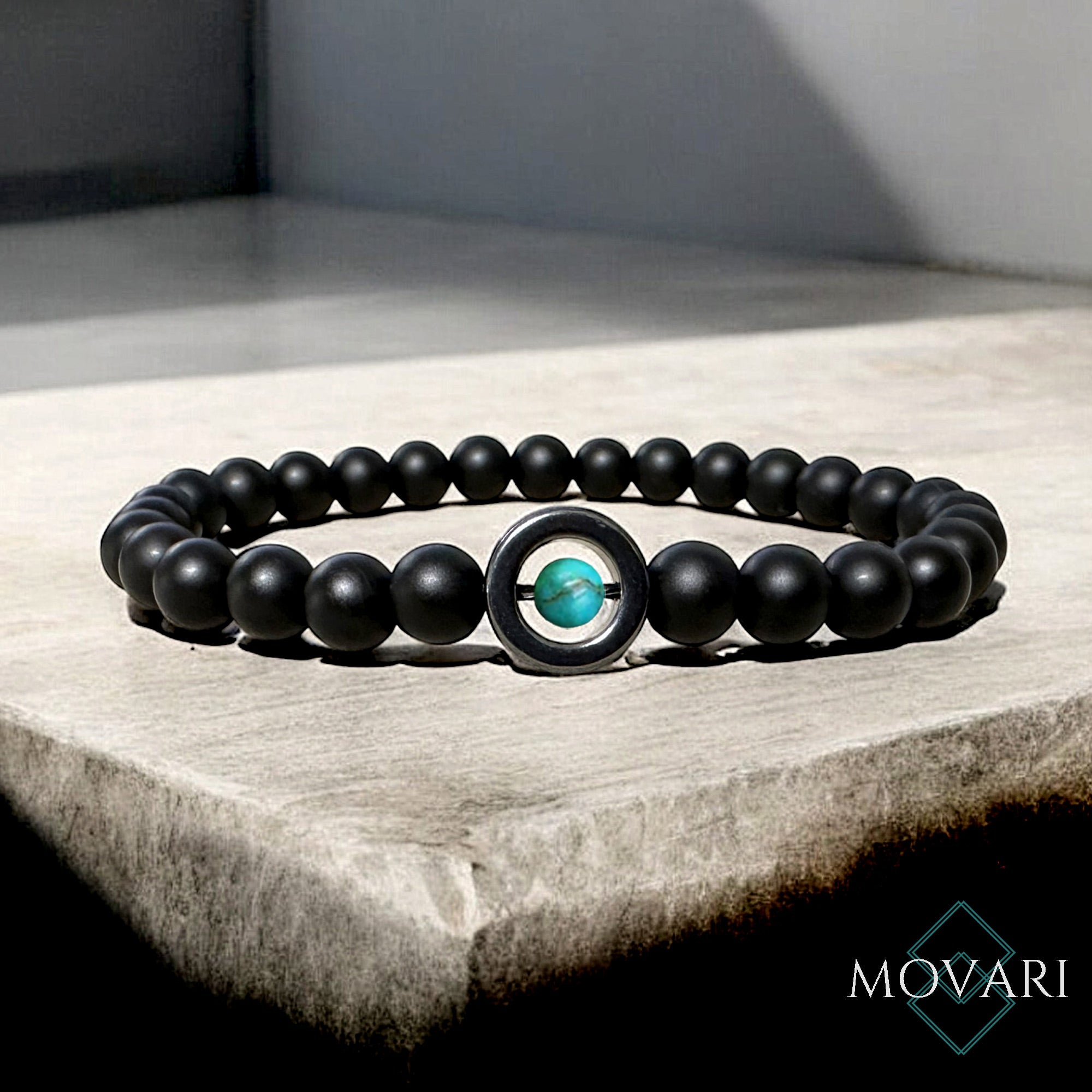 Floating Turquoise Bracelet 6mm Mens Beaded December Birthstone
