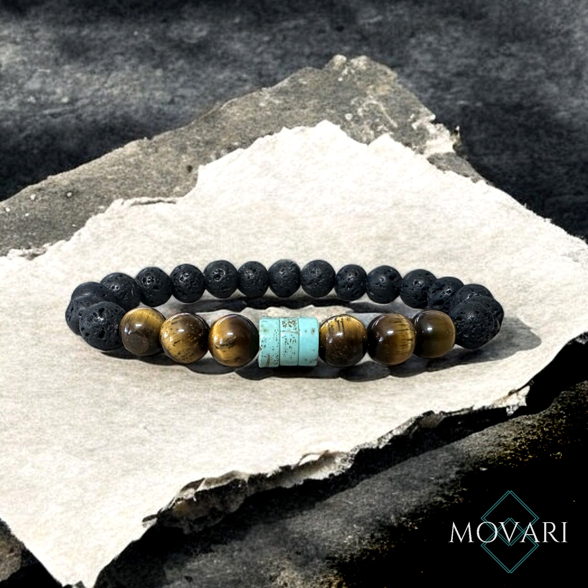 Diffuser Bead Stretch Bracelet For Men Essential Oil Lava tigers eye heishi