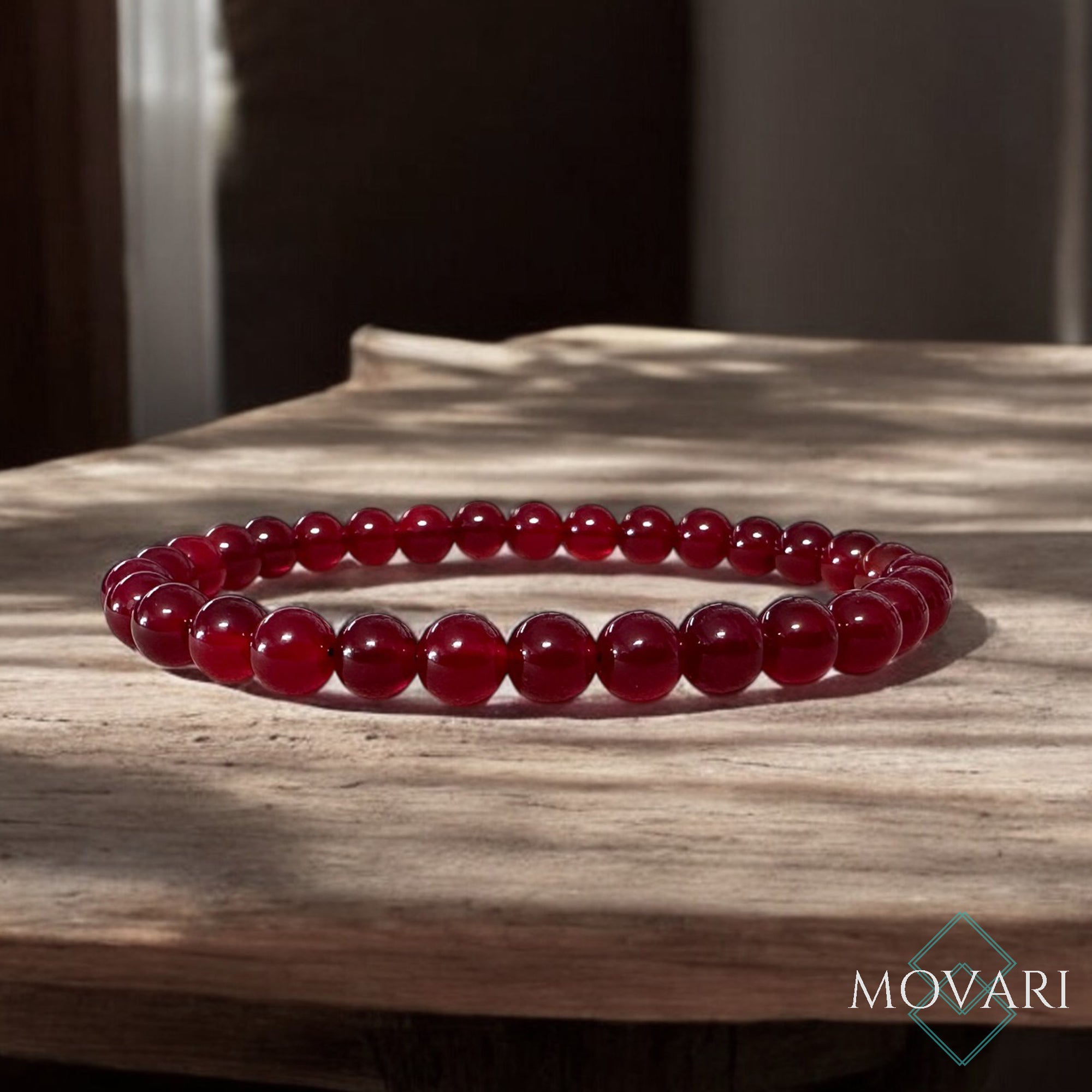 Deep Red Bead Bracelet 6mm Love Passion Stretch Bracelet Handmade Jewelry