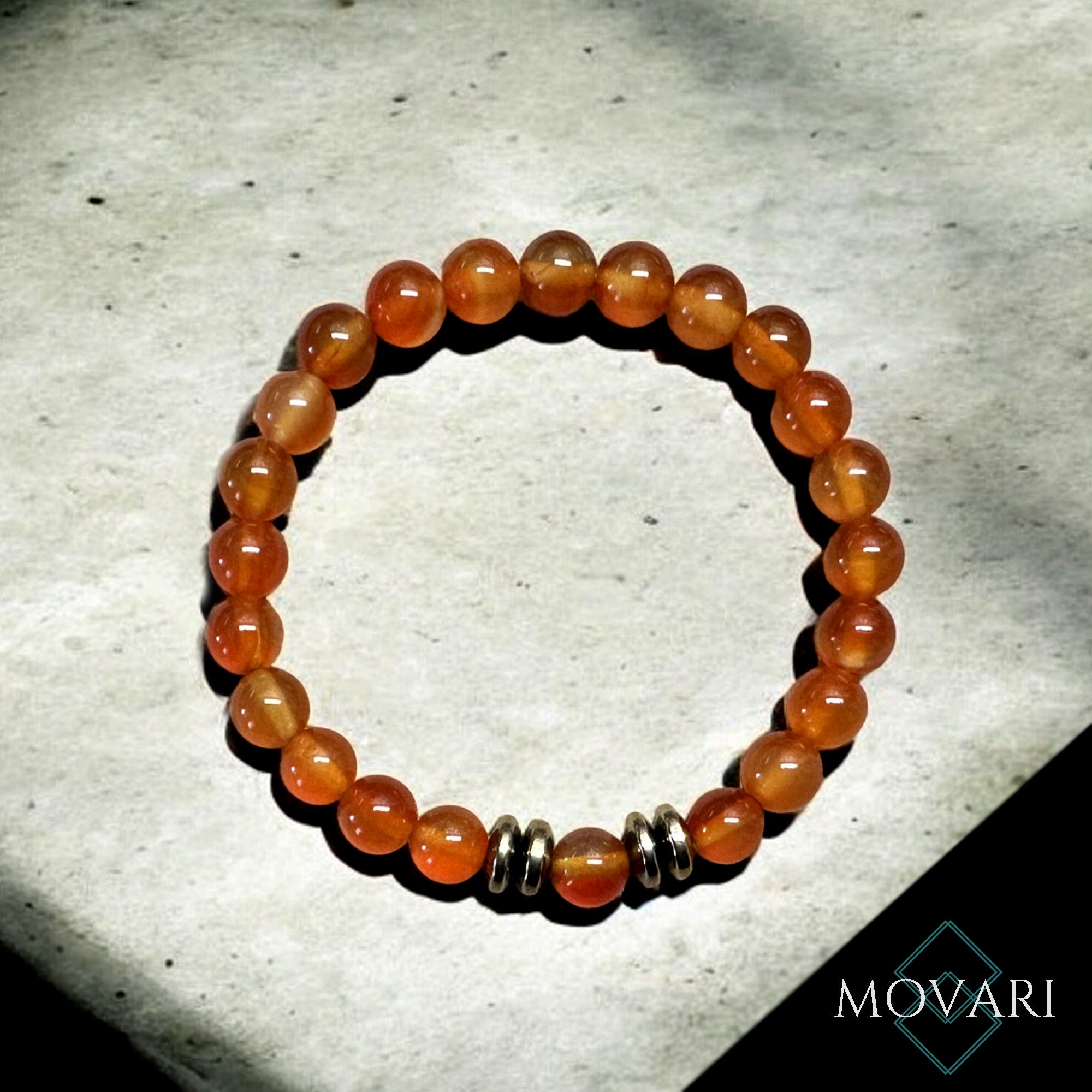 Men's Vitality Bracelet Carnelian and Pyrite 8mm Orange