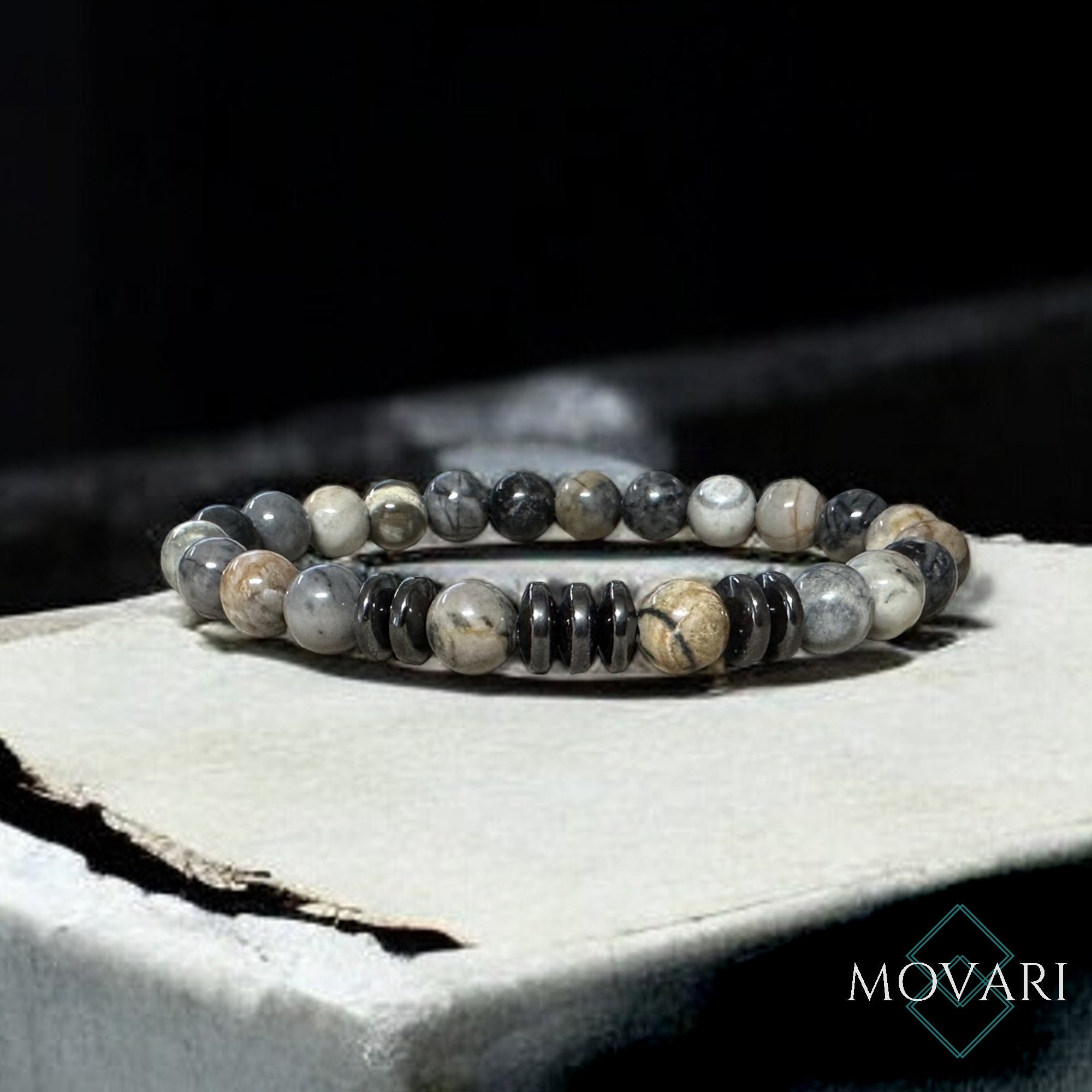 Men's Bracelet Gray Picasso Jasper