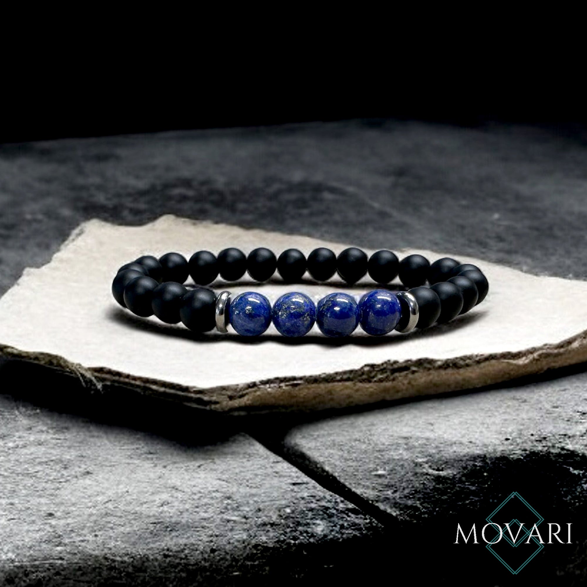 bead bracelet blue black