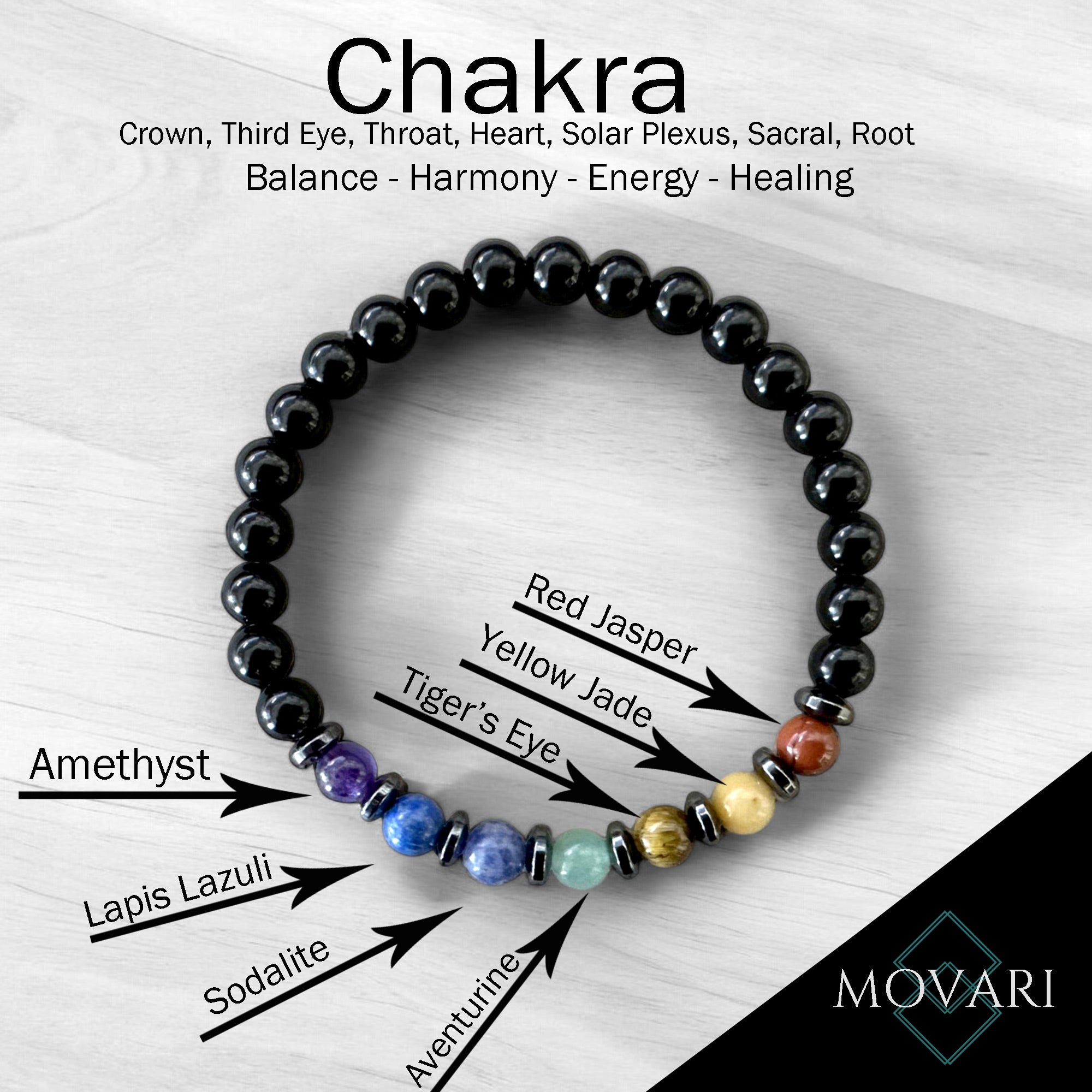 Chakra 6mm Bead Bracelet With Meaning Handmade In U.S. For Energy Flow