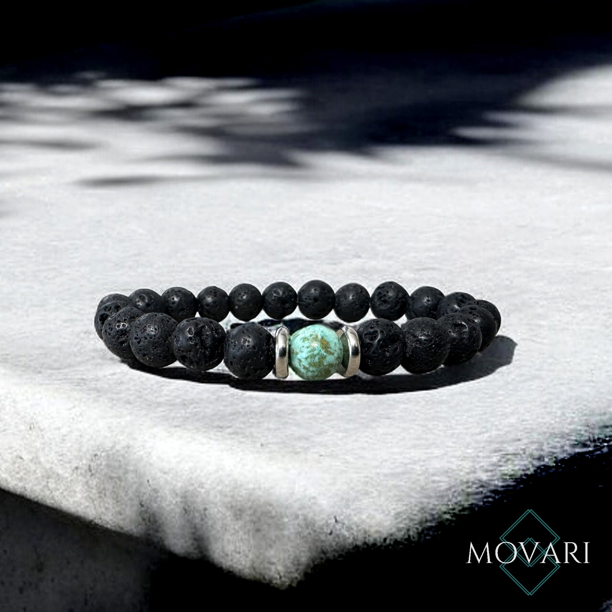 Minimalist Mens Lava Bracelet Turquoise Lava Casual Wear 8mm