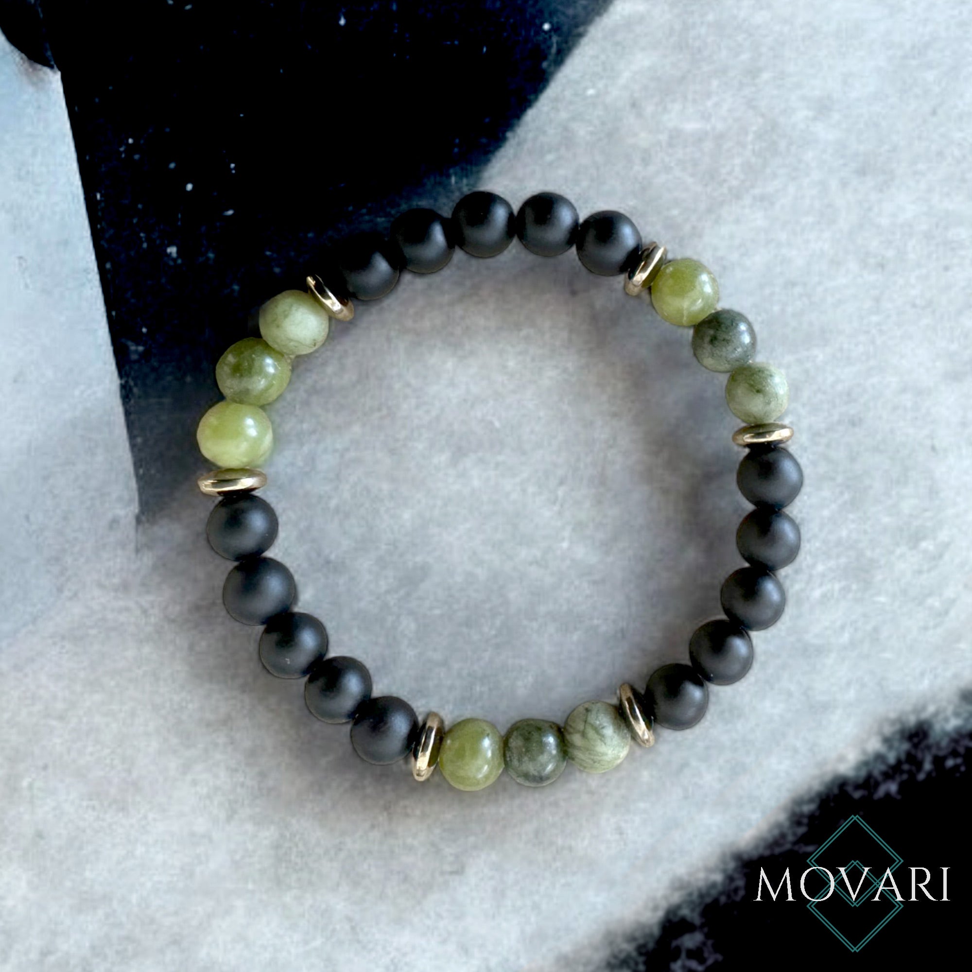 Mens Bracelet 8mm Jade Onyx Pyrite Jewelry