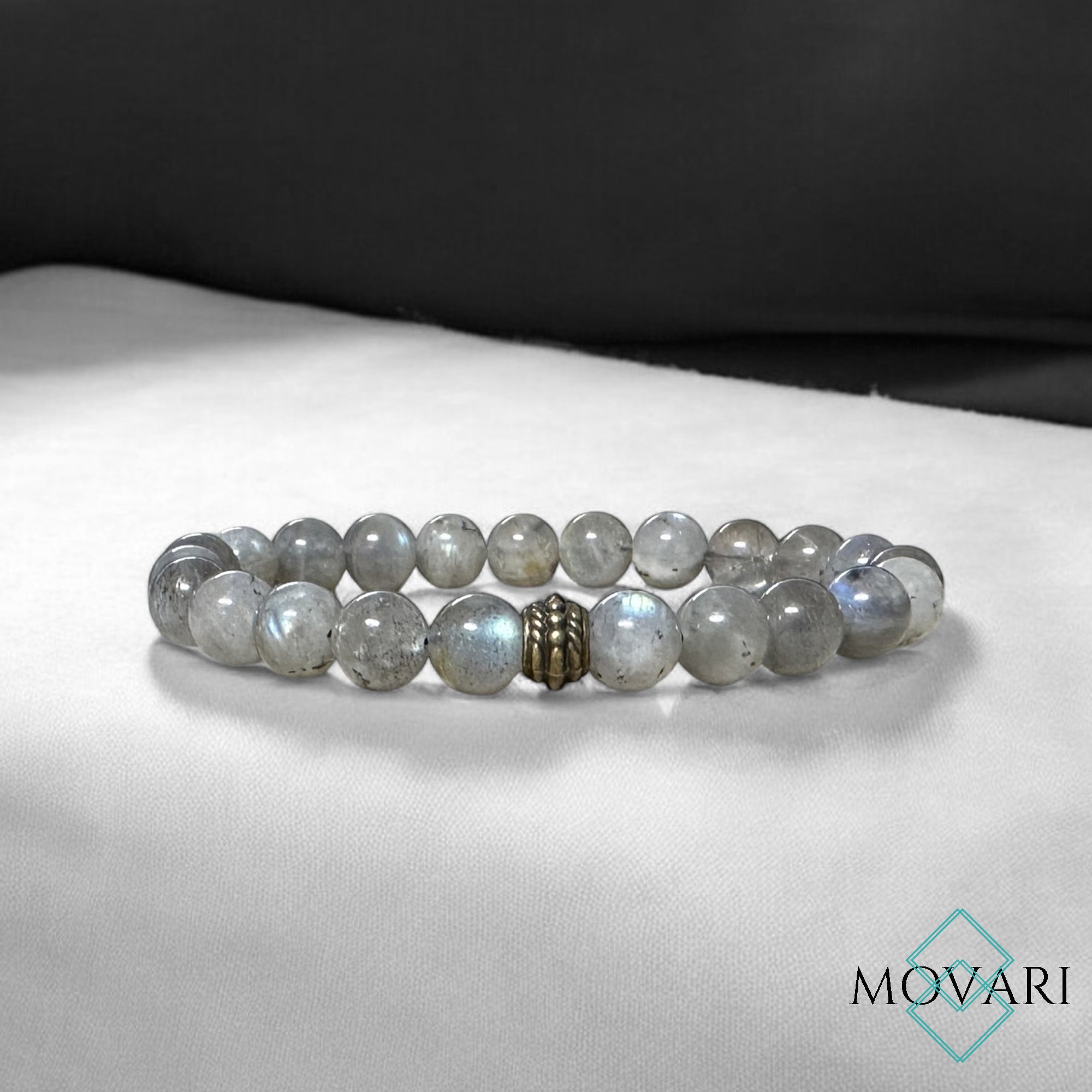 Flash Labradorite Mens Bead Stretch Bracelet 8mm Classic Handmade In USA