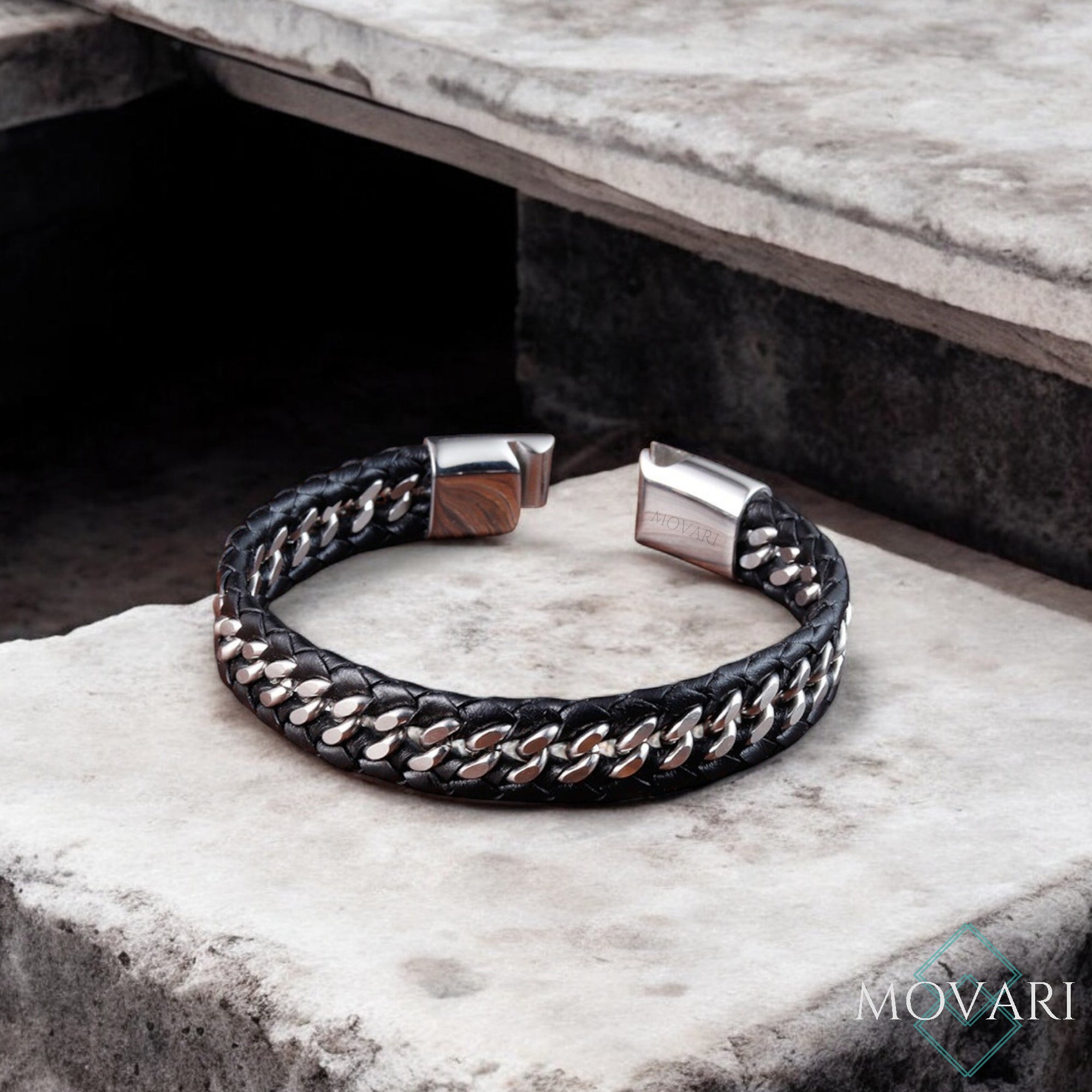 biker bracelet wide band leather masculine bracelet for men