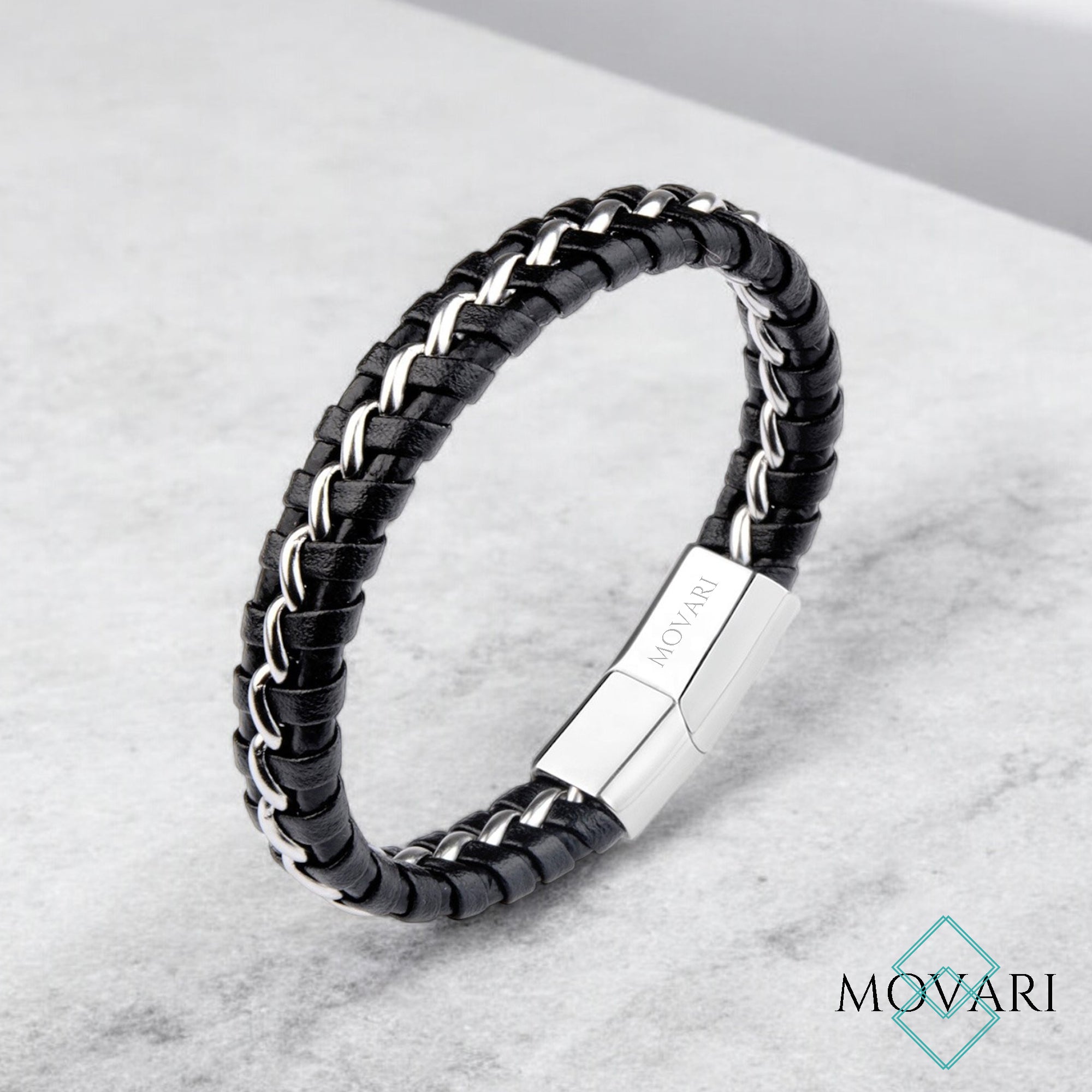 Stylish leather bracelets for men. Movari Jewelry Handcrafted In The USA
