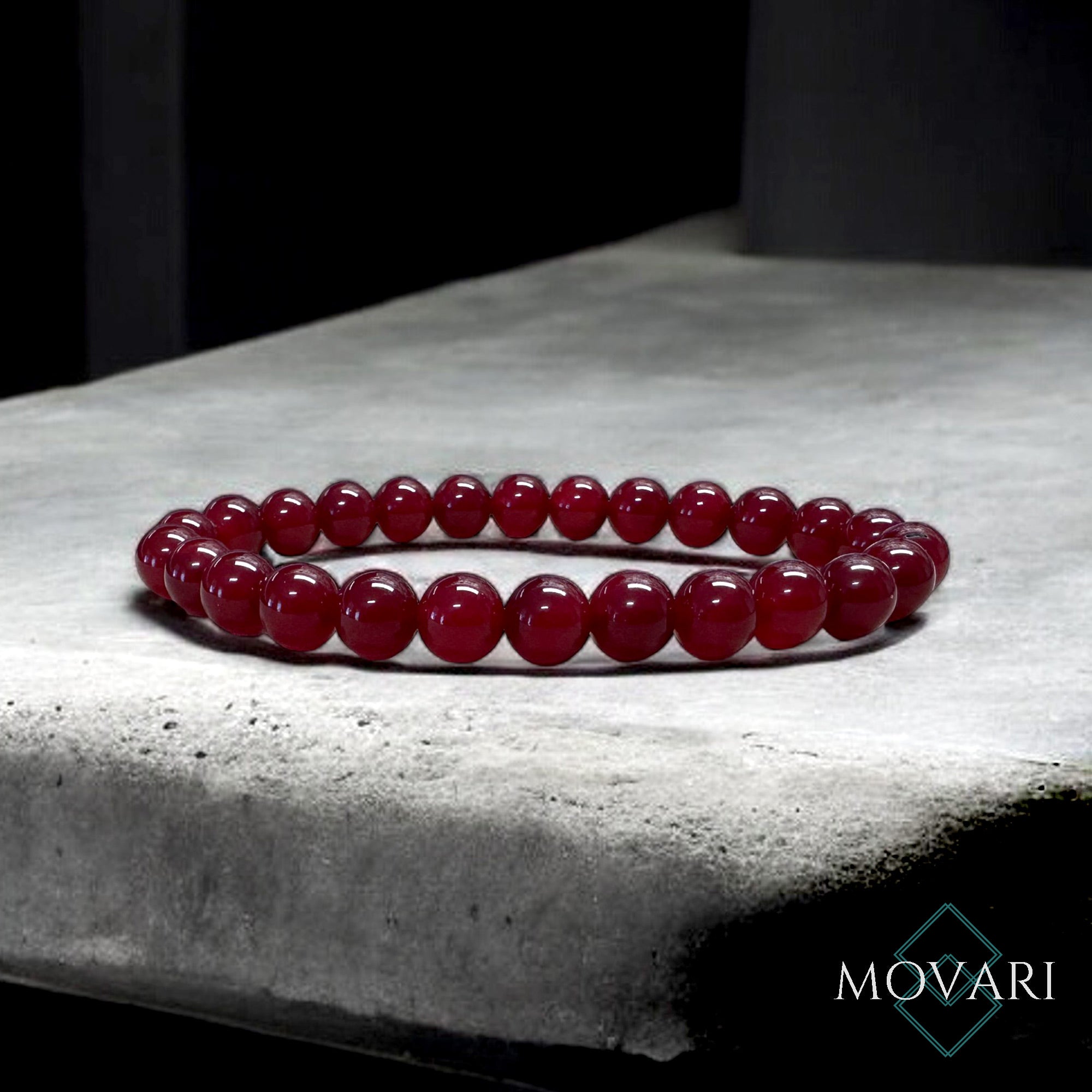 Deep Red AAA Jade Bead Bracelet Unisex Handmade Designer Bracelet