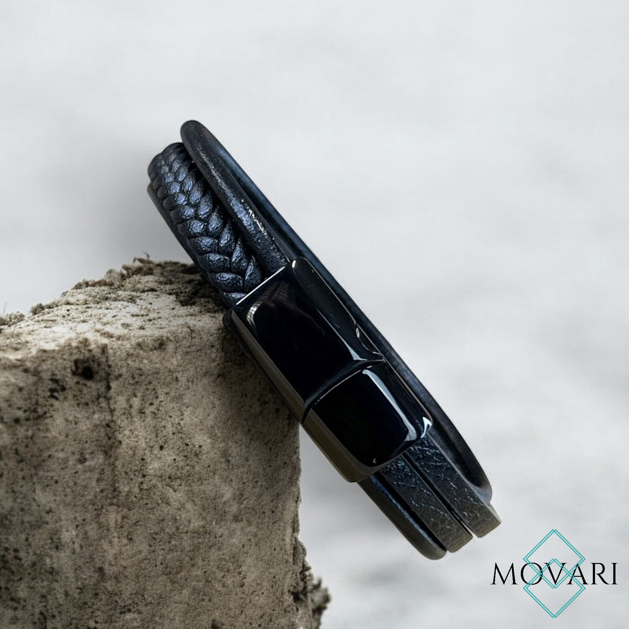 Edgy modern leather bracelets handmade in the USA Movari Jewelry