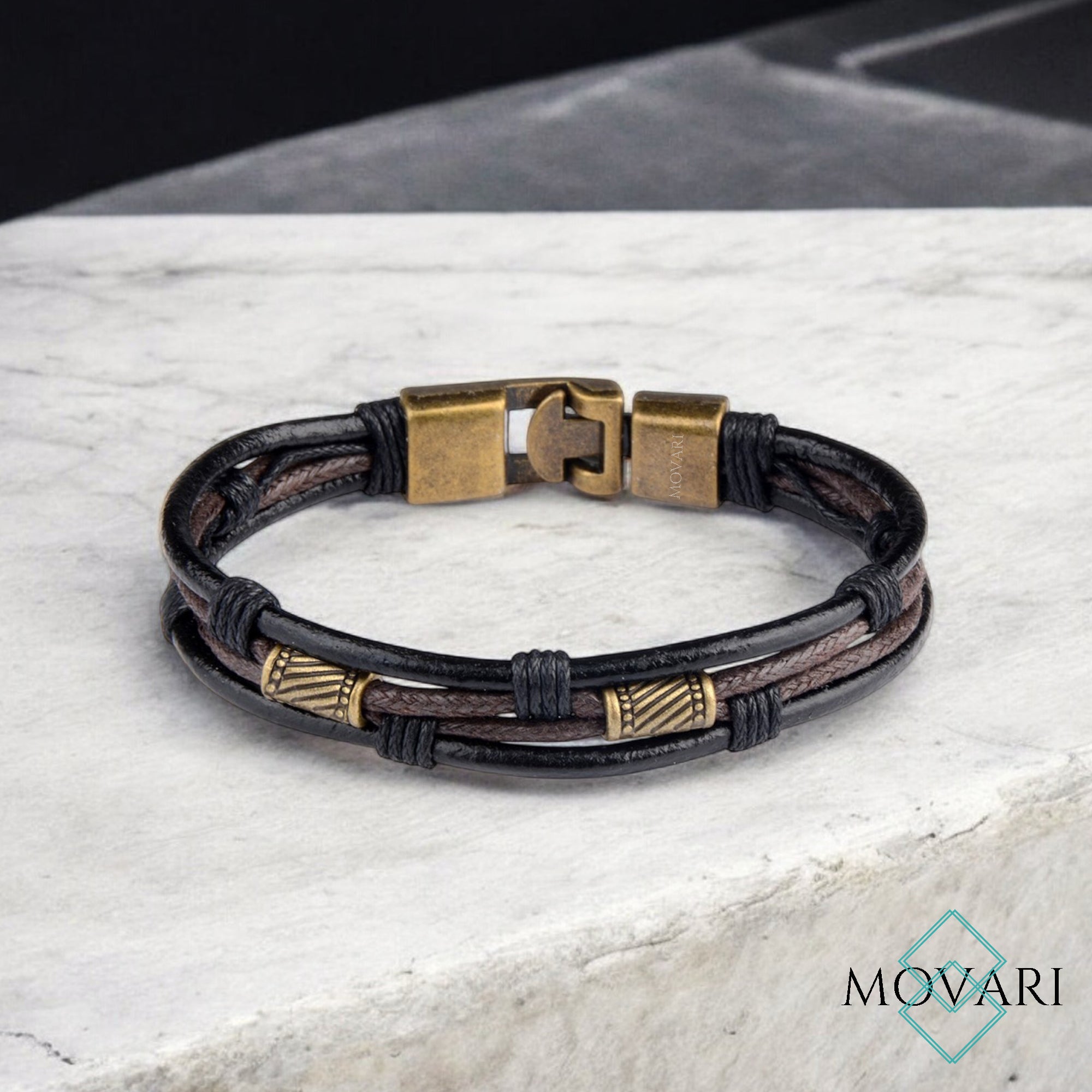 best gifts for men boho leather bracelet, bracelets for everyday wear Movari jewelry