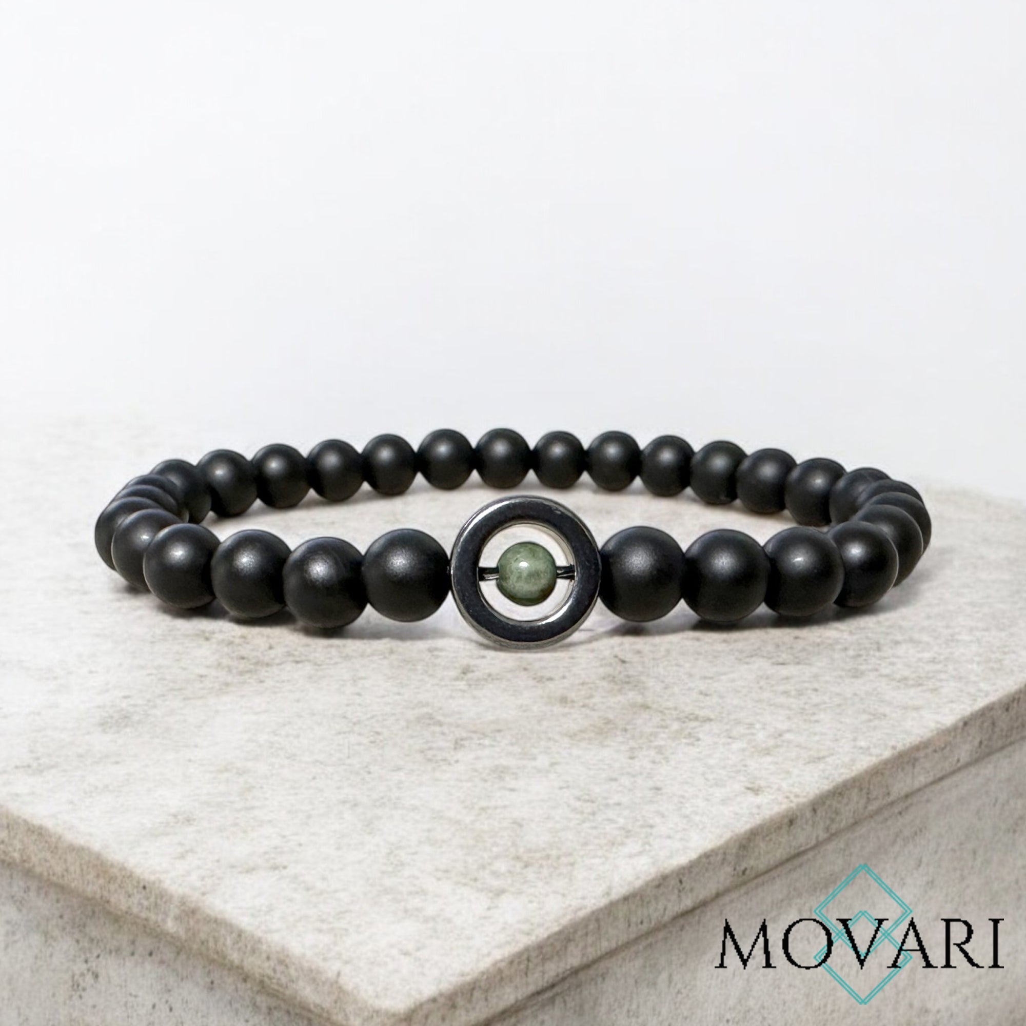 Emerald Bracelet Onyx Mens 6mm Stretch Bracelet May Birthstone 