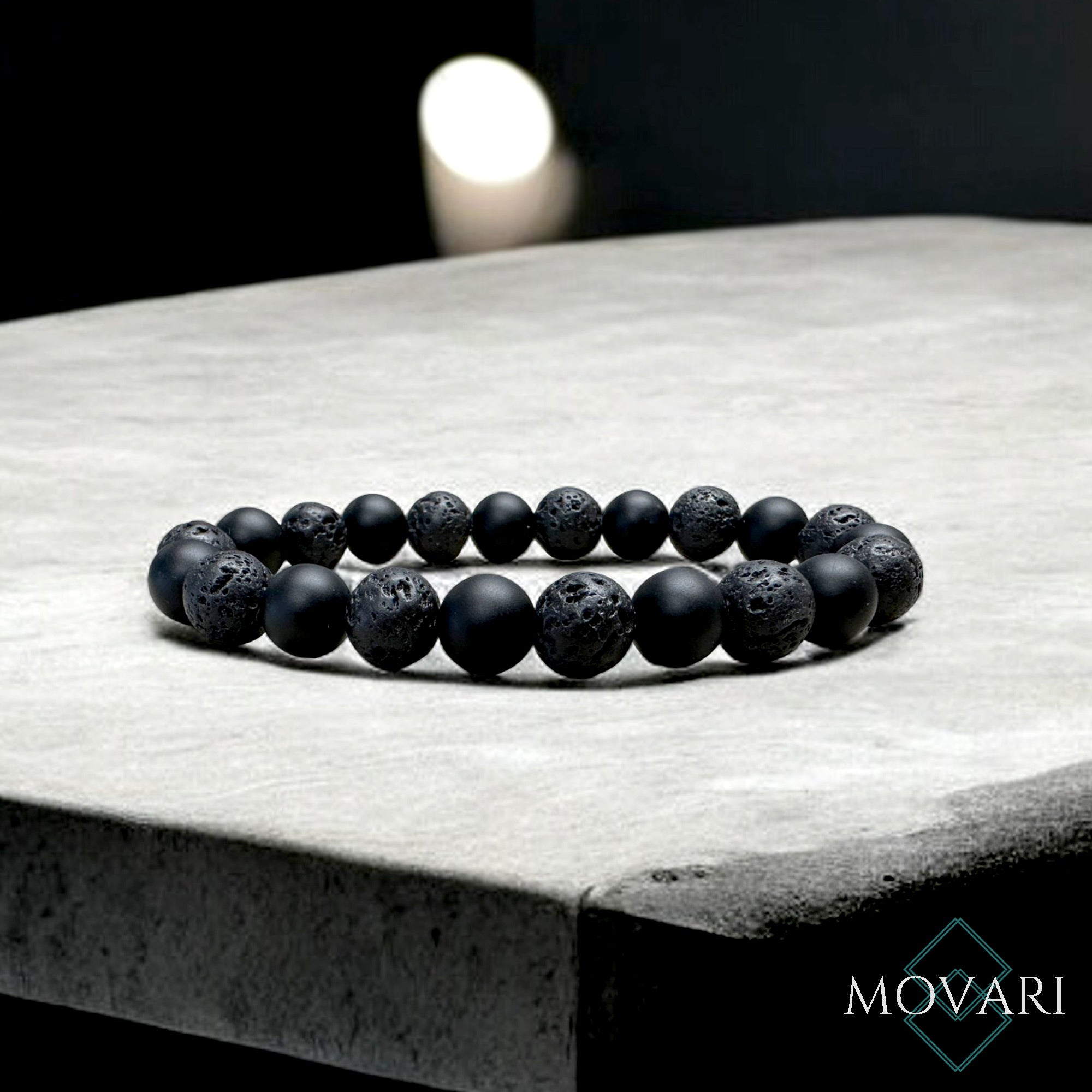 Mens Black Bracelet 8mm For Strength Onyx And Lava Classic No Clasp