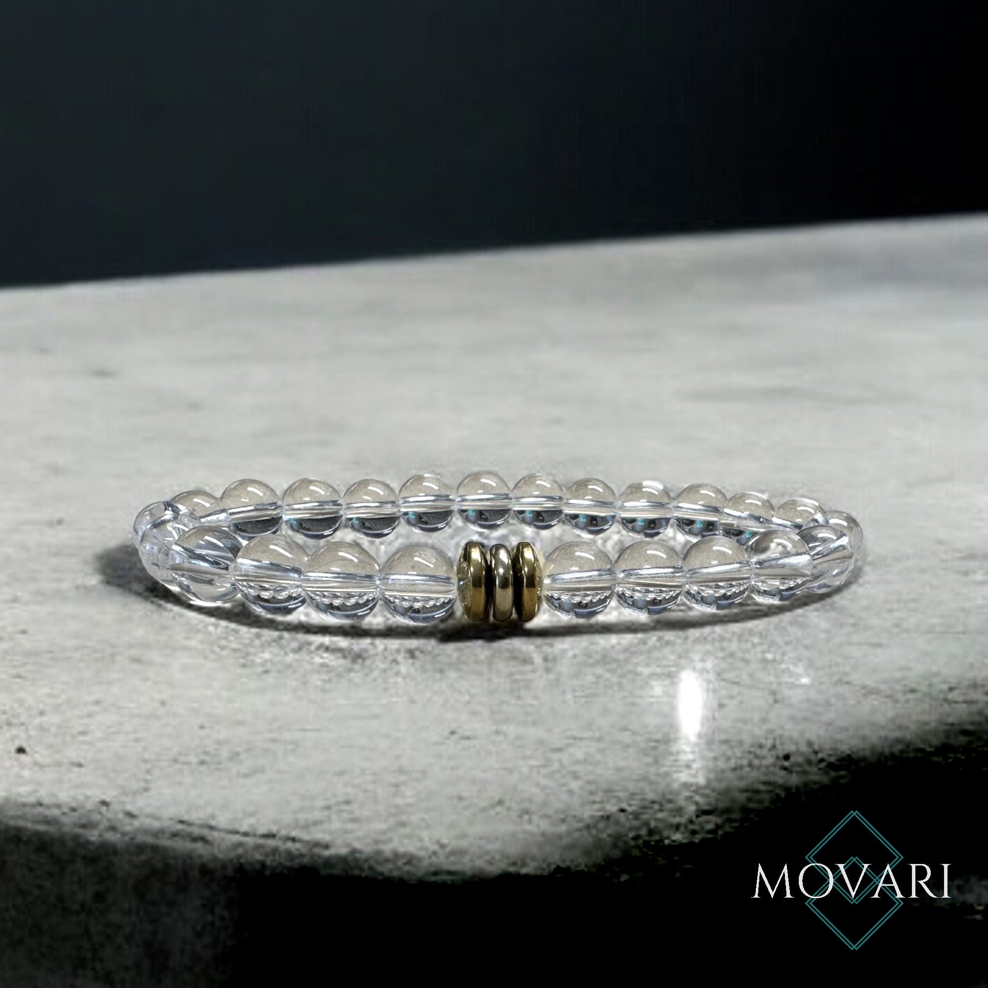 Clear AAA Peruvian Quartz Pyrite Steel Bead Bracelet 