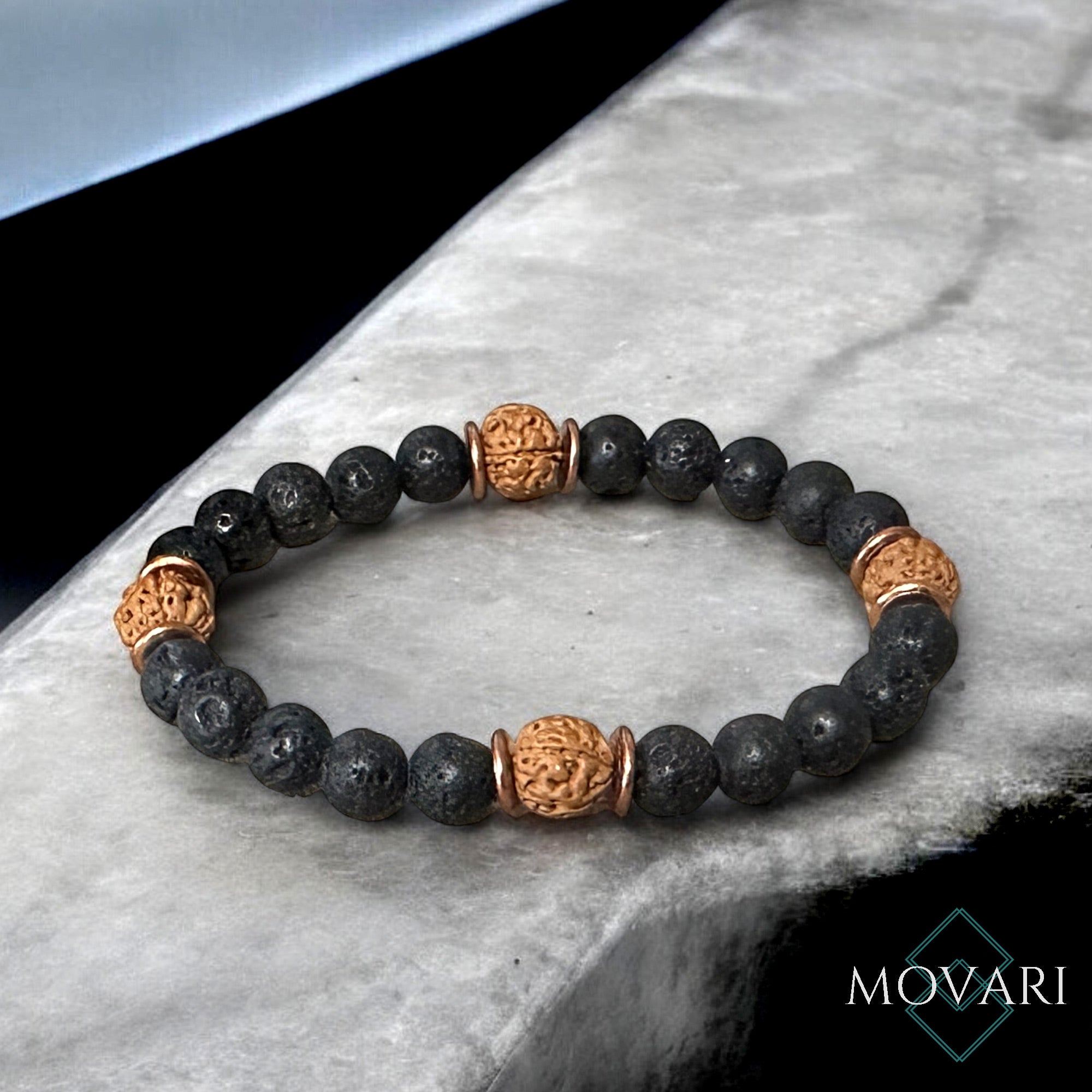 lava copper Yoga Beaded Bracelet Rudraksha 8mm Unisex 