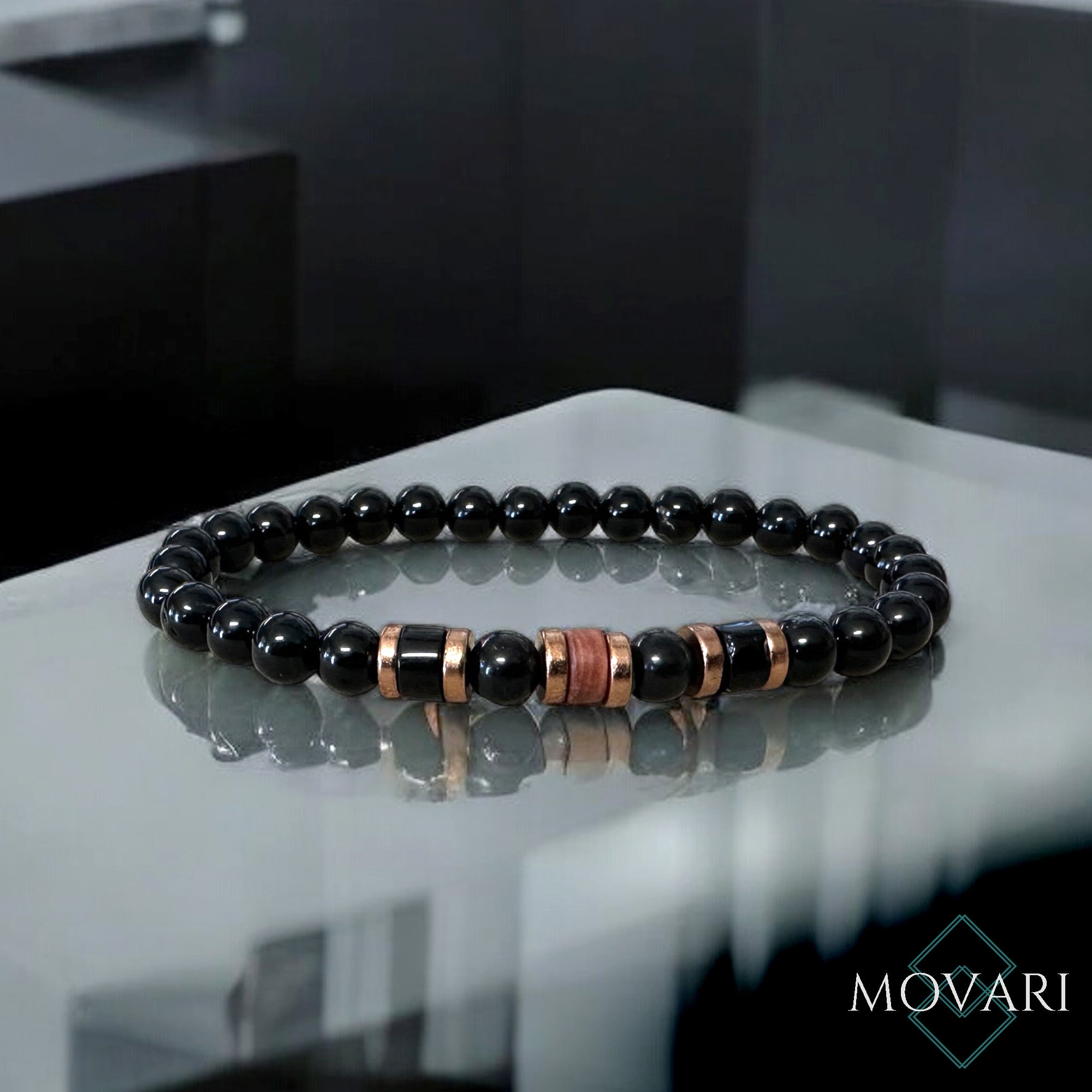 minimal stretchy black bracelet for men