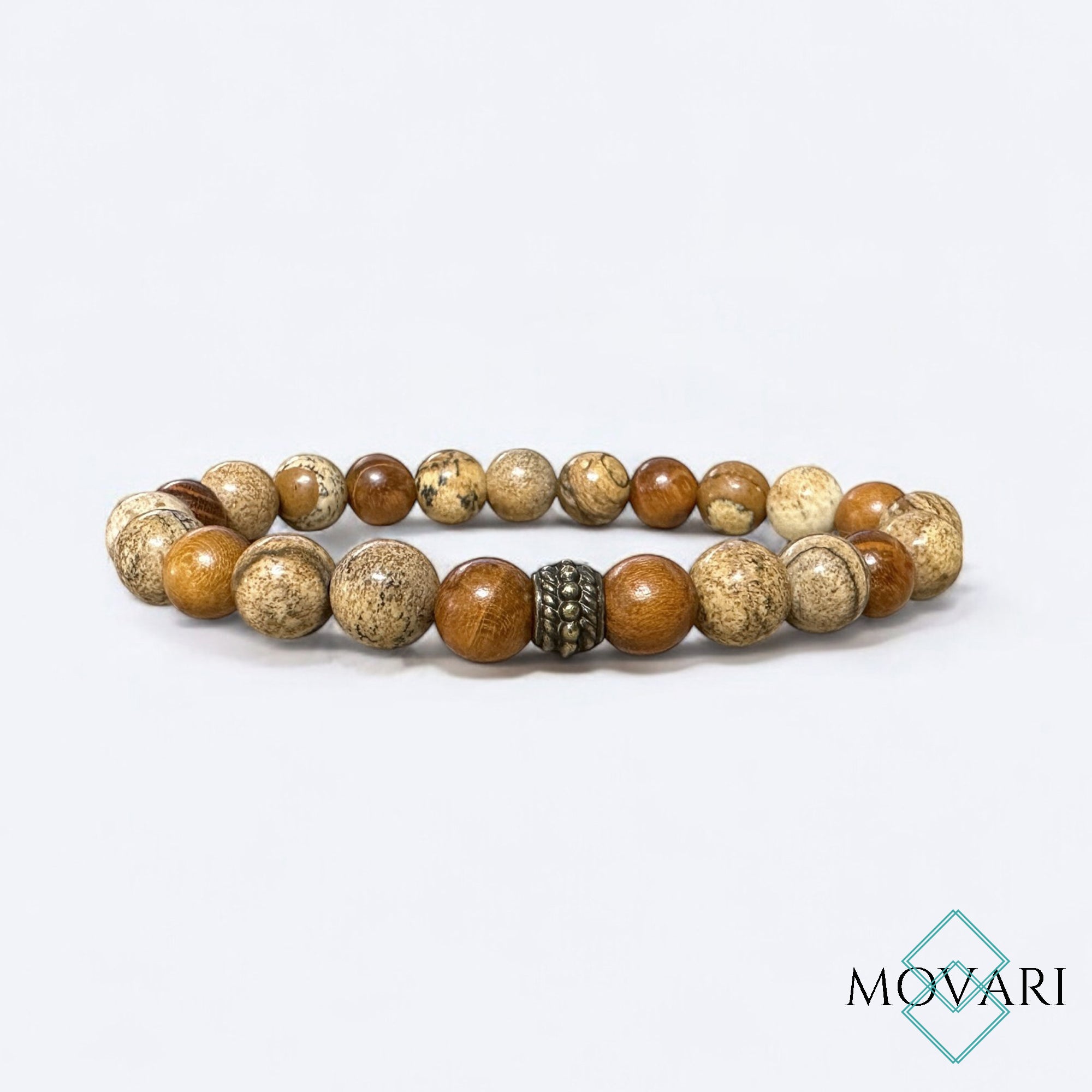 Picture Jasper Sibucao Wood Stylish Bead Stretch Bracelet Bohemian Jewelry