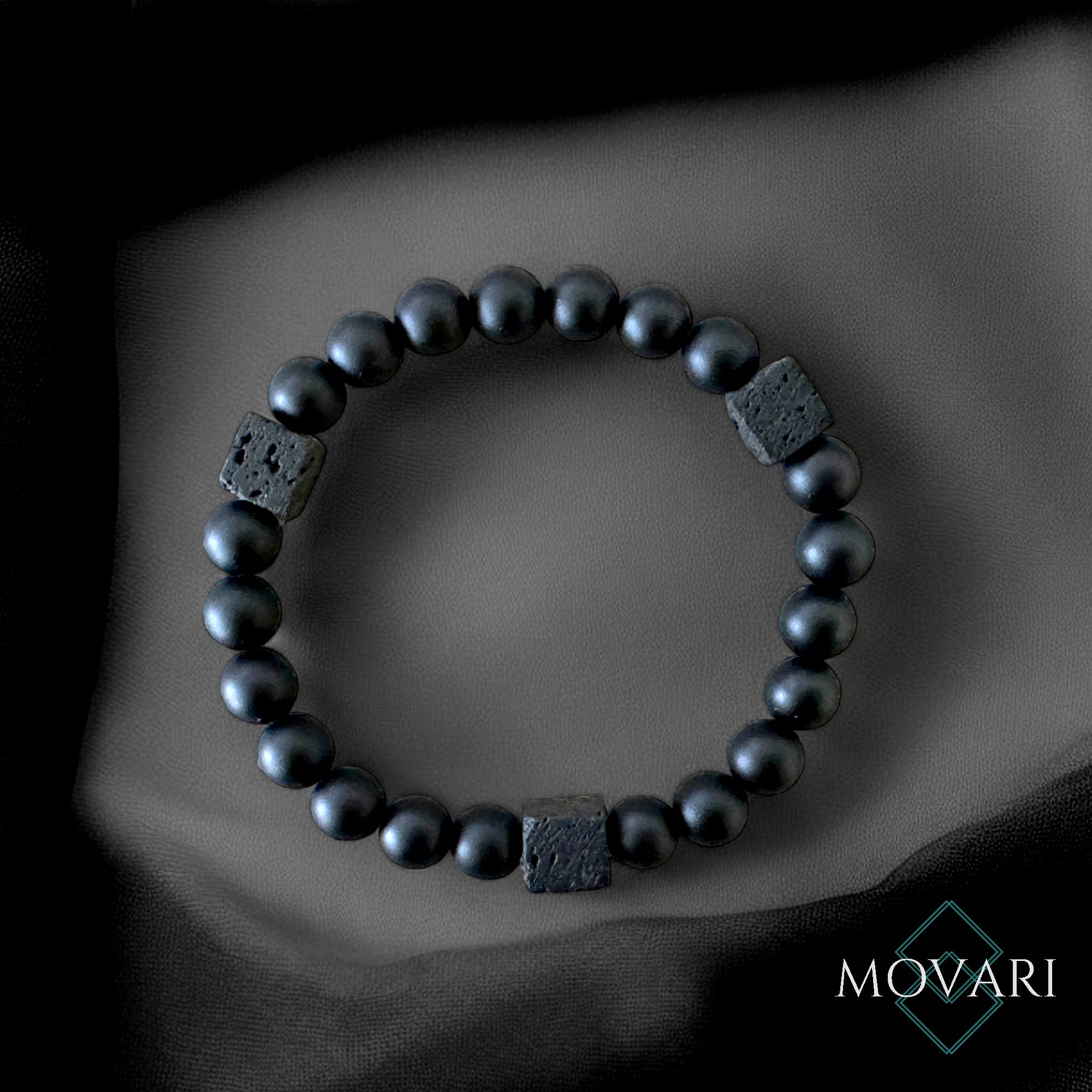 onyx and lava stone bracelet