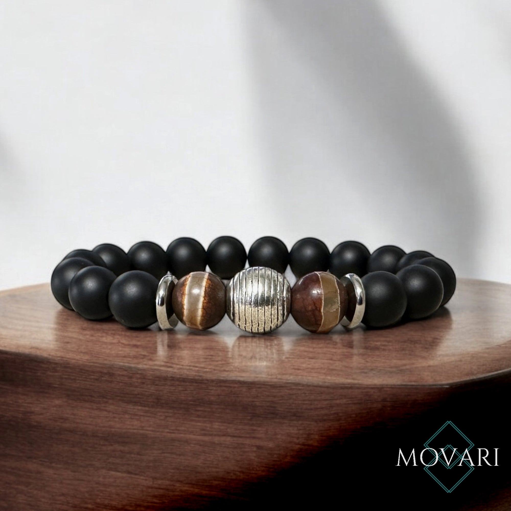 Mens Tibetan Agate 10mm Matte Black Onyx Stretchy Bracelet Buddha zen