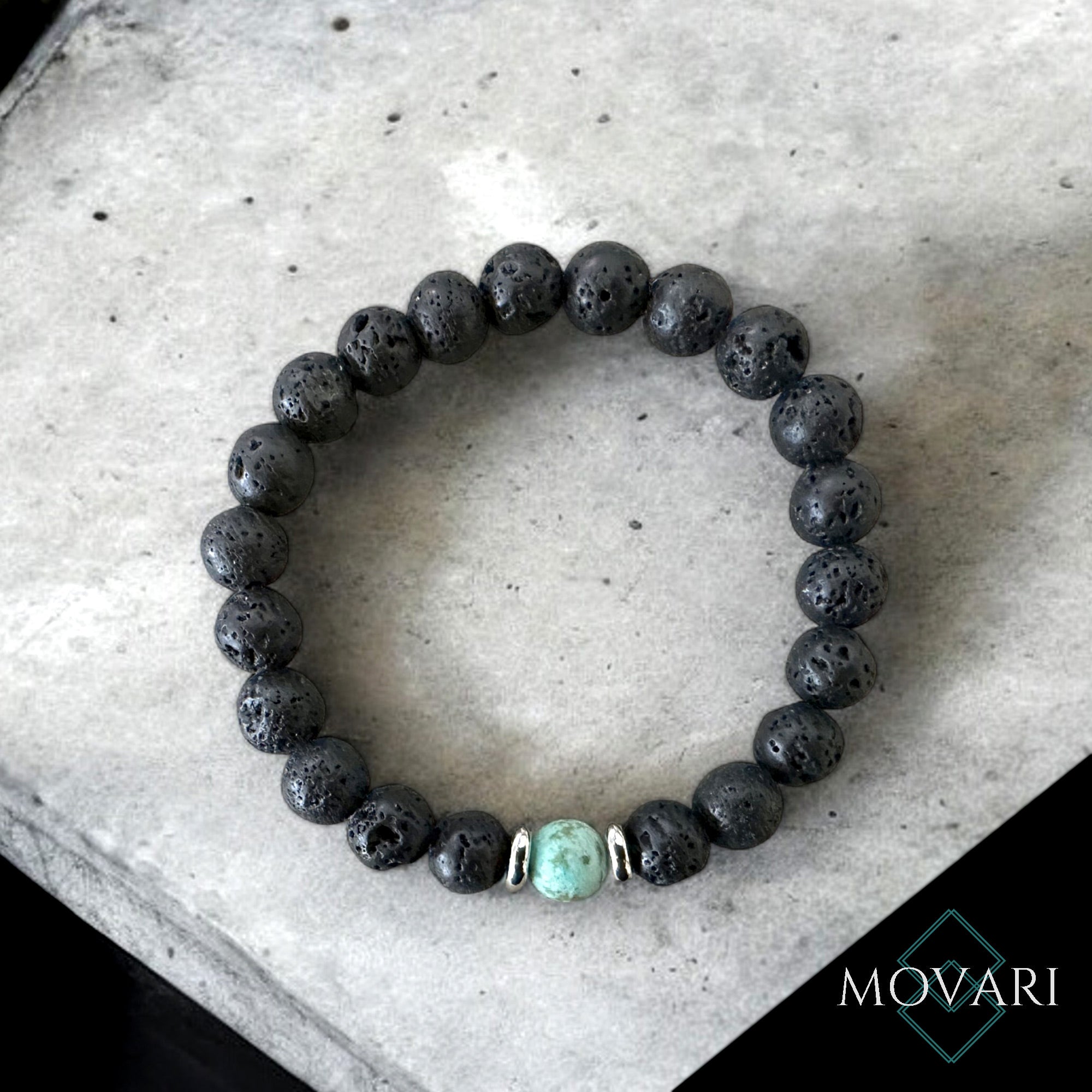 Minimalist Mens Lava Bracelet Turquoise Lava Casual Wear 