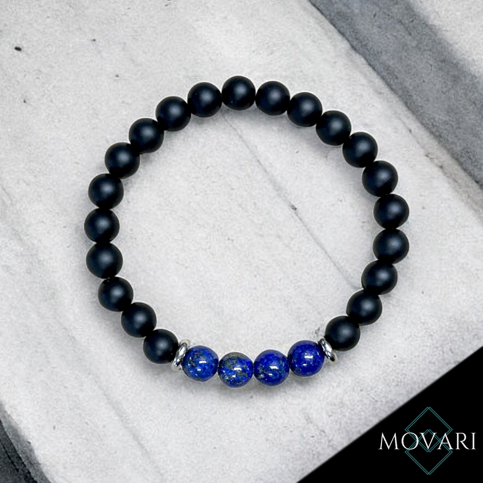Lapis Lazuli Men's Stretch Bead Bracelet