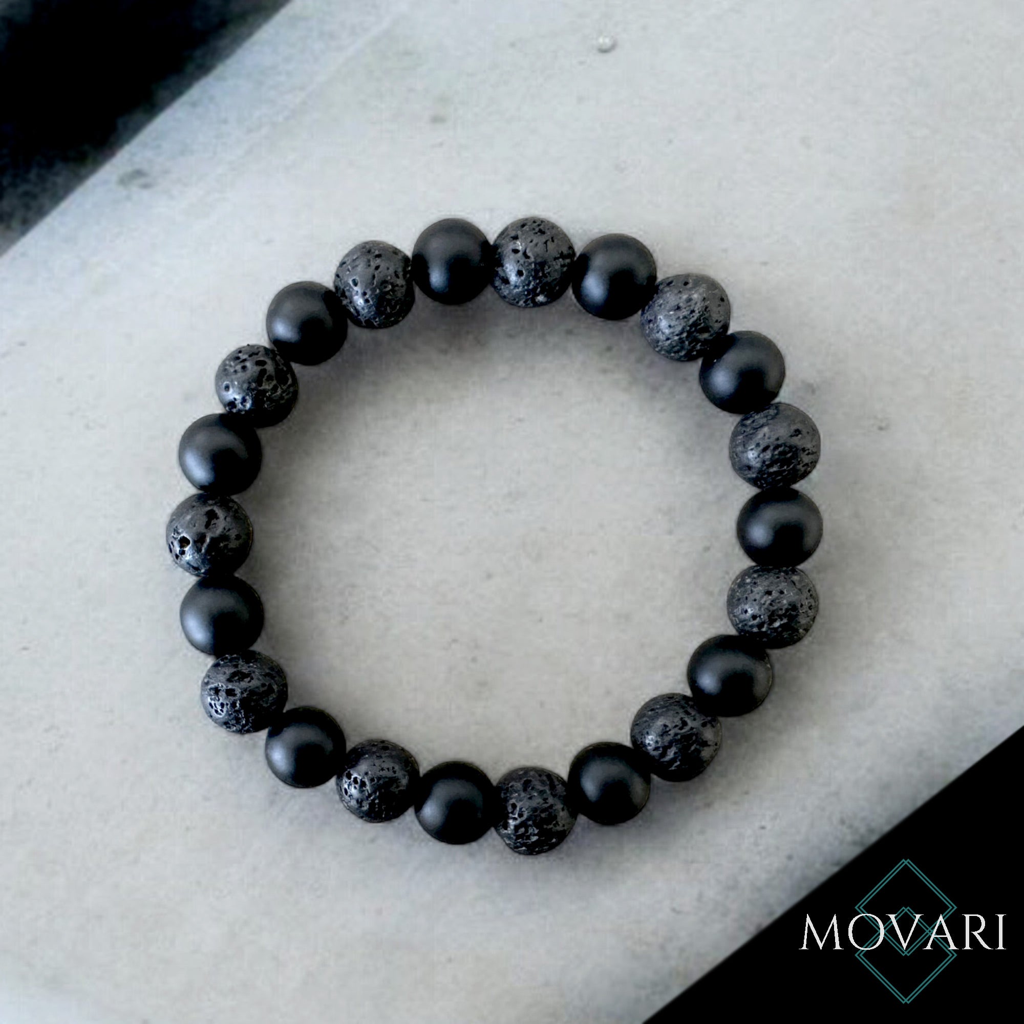 Mens Black Bracelet 8mm For Strength Onyx And Lava Classic No Clasp