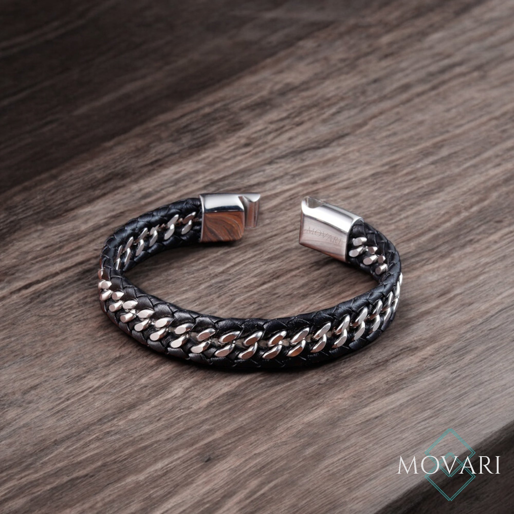 miami cuban chain and leather bracelet for men unique gifts for him